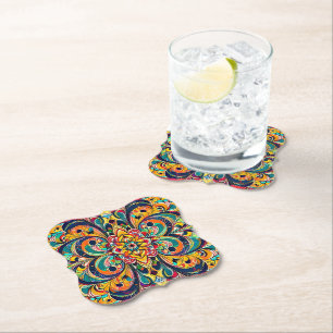 Porta-copo De Papel Mandala Sinfonia de Cores – Floral Psicodélico Ous