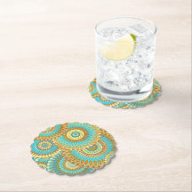 Mandala Sobreposta Azul Marrom Dourado