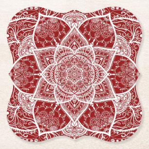 Porta-copo De Papel Mandala vermelha e branca - Loergann em framboesa
