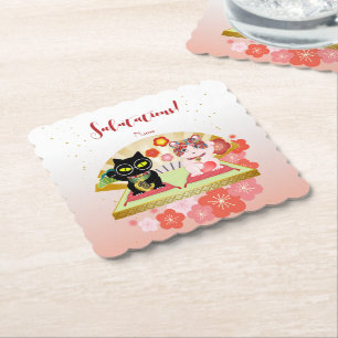 Porta-copo De Papel Maneki Neko Lucky Poiluna