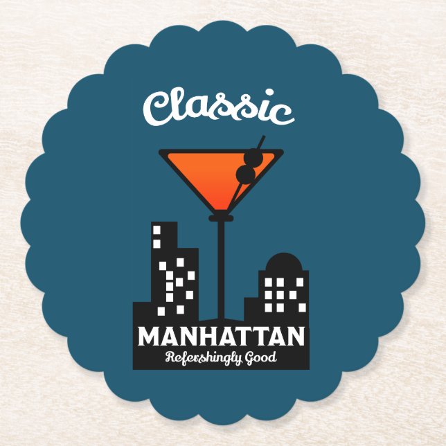 Porta-copo De Papel Manhattan Cocktail Wall Art (Frente)