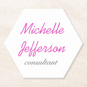 Porta-copo De Papel Manuscrito de tendências - Cor-de-rosa - branco