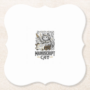 Porta-copo De Papel Manuscrito Gato Medieval Manuscrito Vintage Vec