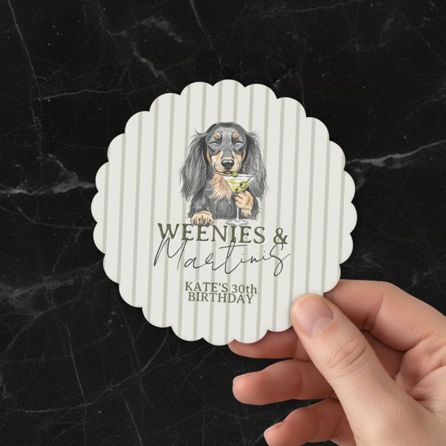 Porta-copo De Papel Mãos Desenhadas e Martinis Dachshund (Celebrate with this Hand Drawn Weenies and Martinis Dachshund Paper Coaster! )