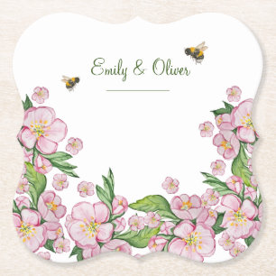 Porta-copo De Papel Maravilhosa árvore de maçã com flores em aquarela 
