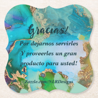 Porta-copo De Papel Marble Blue Purple Edite Seu Próprio Obrigado