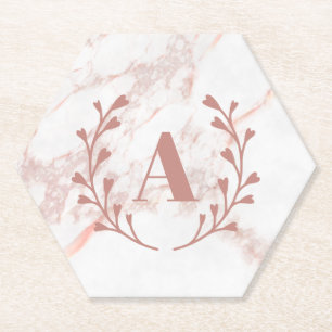 Porta-copo De Papel Marble Monograma Cor-de-rosa Meninas Personalizada