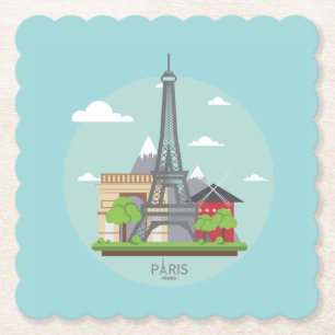 Porta-copo De Papel Marcas de Bebida da Torre Eiffel Monumentos de Par