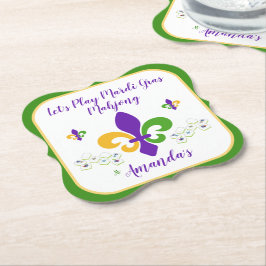 Porta-copo De Papel Mardi Gras Mahjong NAME Green Gold Purple Fleur de