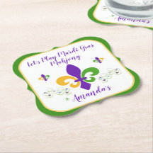 Mardi Gras Mahjong NOME Verde Dourado Roxo Fleur d