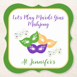 Porta-copo De Papel Mardi Gras Mahjong PERSONALIZE Green Gold Purple 