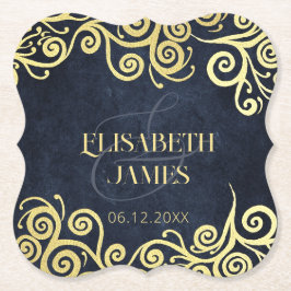 Porta-copo De Papel Marinho Clássico Azul Dourado Suavização