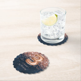 Porta-copo De Papel Marinho Dourada rosa - Parte aniversário de 3 anos