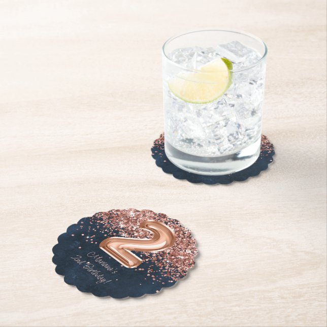 Porta-copo De Papel Marinho Dourado Parte segundo aniversário Azul (Insitu)