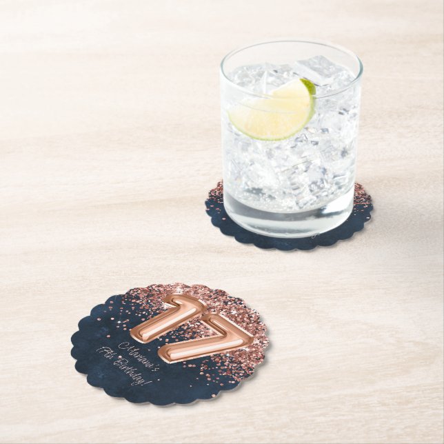 Porta-copo De Papel Marinho Dourado rosa azul 17.a Festa de aniversári (Insitu)