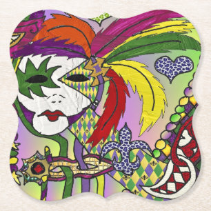 Porta-copo De Papel Máscara de Pena Mardi Gras Psicodélica