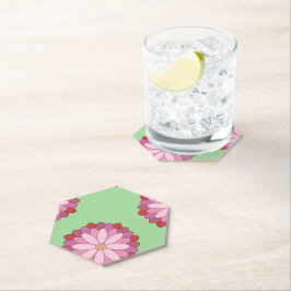 Porta-copo De Papel Medalhão Verde-Asiático Pastel Rosa Floral