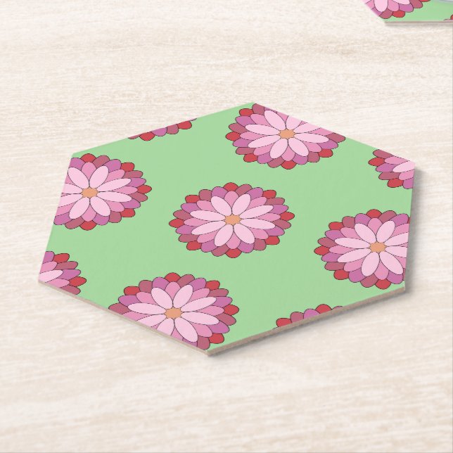 Porta-copo De Papel Medalhão Verde-Asiático Pastel Rosa Floral (Angular)
