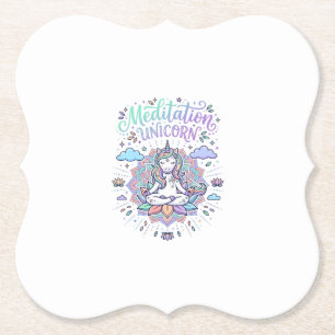 Porta-copo De Papel Meditação de Unicórnio Unicórnio Fundo Branco Veto