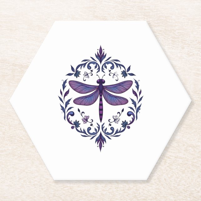 Porta-copo De Papel Meditation Fractal Geometry Spiritual Yoga Dragonf (Frente)