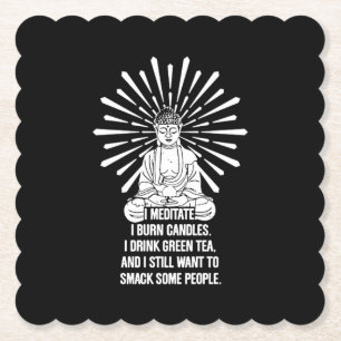 Porta-copo De Papel Medito Que Queimo Velas. Eu Bebo Chá Verde.