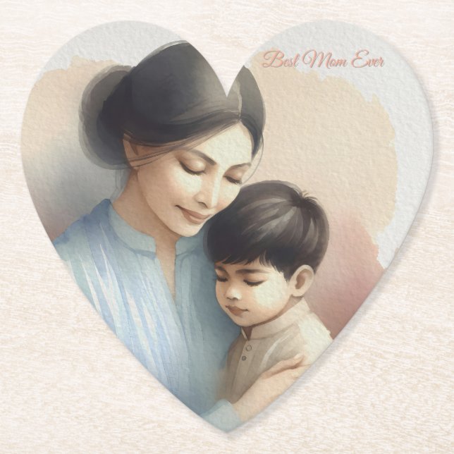 Porta-copo De Papel Melhor Ilustração de Aquarela Mãe Alguma Vez (Frente)