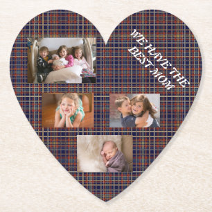 Porta-copo De Papel Melhor Mãe em Xadrez Tartan Fonte Branco Freestyle