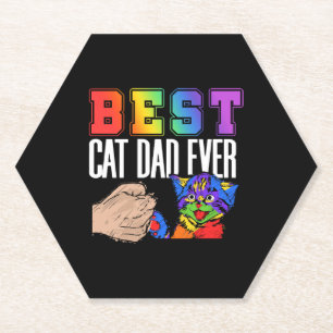 Porta-copo De Papel Melhor Pai De Gato Dia de os pais Arco-Íris Colori
