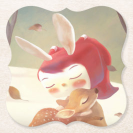 Porta-copo De Papel Menina Abraçando Veado