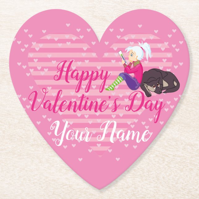 Porta-copo De Papel Menina apaixonada (Frente)