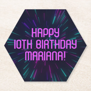 Porta-copo De Papel Menina Neon Purple - Festa Brilhante