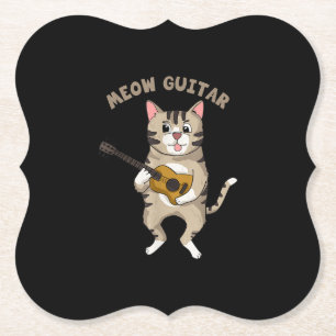 Porta-copo De Papel Meow Guitar Cute Cat Tocando Violão Gatinhos Engra