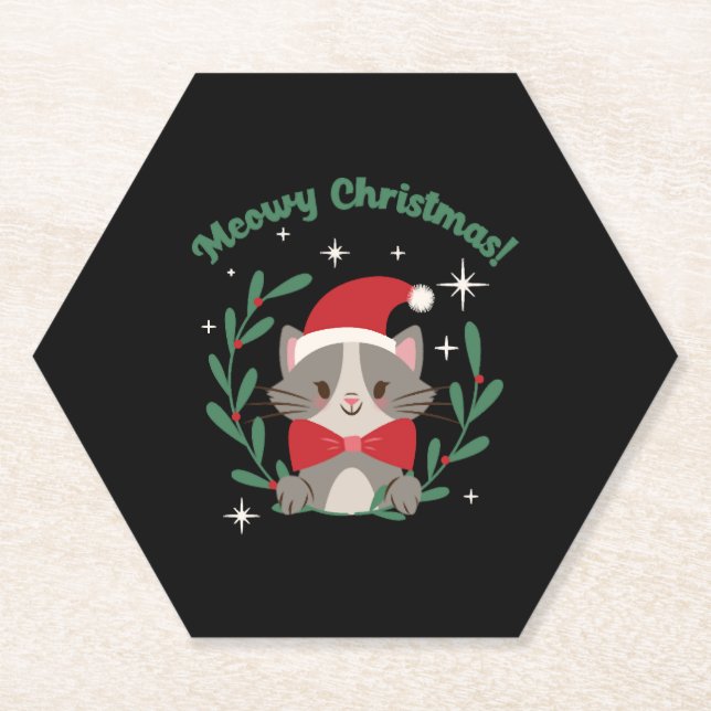 Porta-copo De Papel Meowy Christmas (Frente)