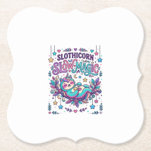 Porta-copo De Papel Mercado Colorido de Magia Lenta Unicórnio Slothico