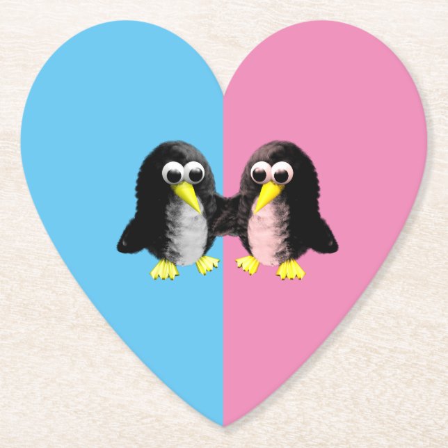 Porta-copo De Papel Meu amigo, o pinguim, o gênero revela a festa (Frente)