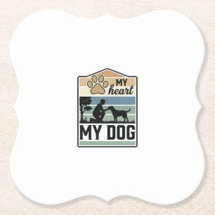 Porta-copo De Papel Meu Coração Meu Cachorro Desenho Antigo Amante de