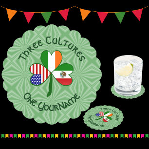 Porta-copo De Papel México irlandês americano Flags Shamrock personali