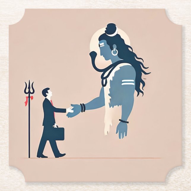 Porta-copo De Papel minimalism image of an ordinary person greeting go (Frente)