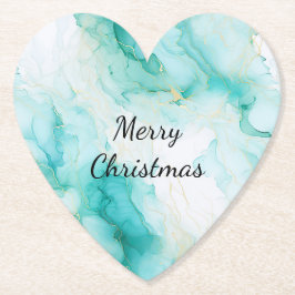 Porta-copo De Papel Mint Aqua Pearl Dourado Marble