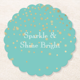 Porta-copo De Papel Mint Dourado Confetti