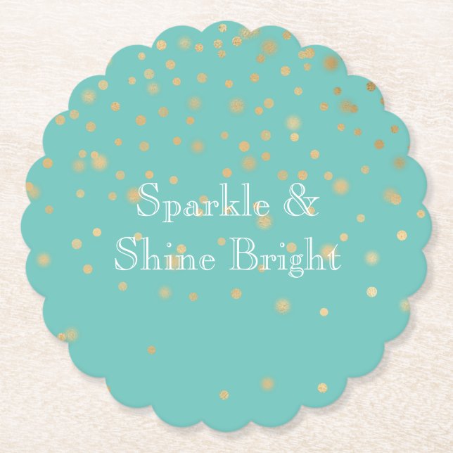 Porta-copo De Papel Mint Dourado Confetti (Frente)
