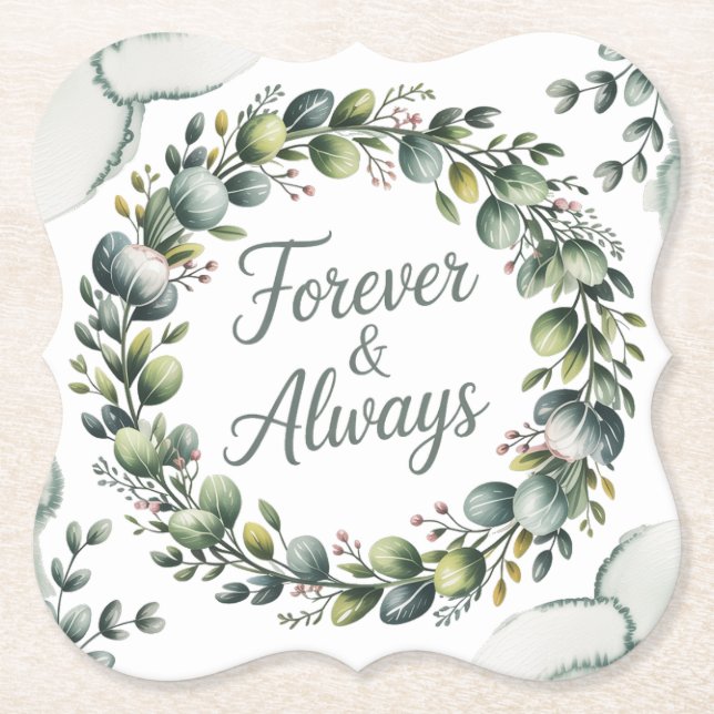 Porta-copo De Papel Mint Green & Sage Green Eucalyptus (Frente)