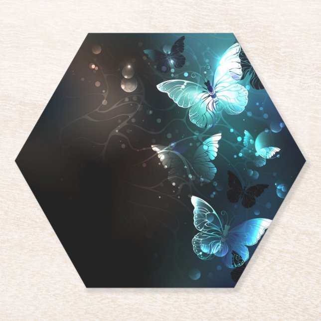 Porta-copo De Papel Mint Night Butterflies (Frente)