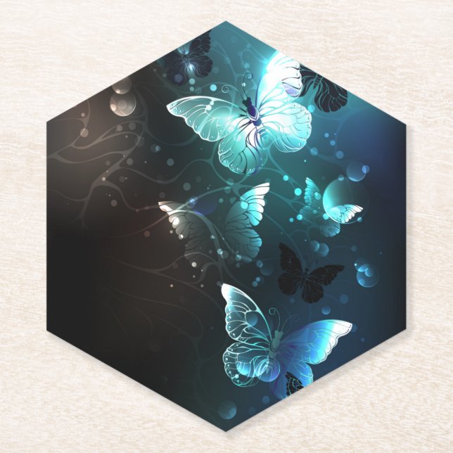 Porta-copo De Papel Mint Night Butterflies (Frente)