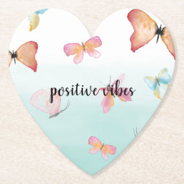 Porta-copo De Papel Mint Ombre Pink Butterflies Watercolor