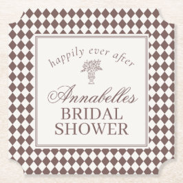 Porta-copo De Papel Mocha Brown Harlequin Checkered Bridal Shower
