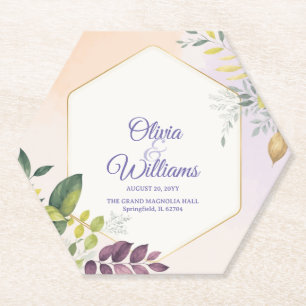 Porta-copo De Papel Modelo de Convite de Casamento Floral Elegante