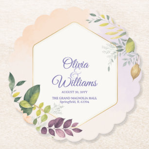 Porta-copo De Papel Modelo de Convite de Casamento Floral Elegante
