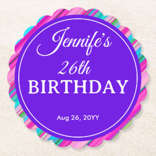 Porta-copo De Papel Modelo personalizado de aniversário com listras de