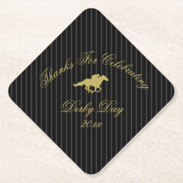 Porta-copo De Papel Modern Black & Gold Horse Race Derby Equestrian